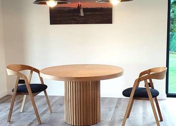 Nowoczesny stół dębowy okrągły rozkładany lamele 2x50cm Loft 8