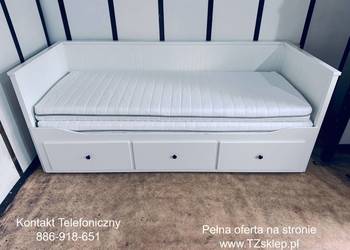 IKEA HEMNES Łóżko Leżanka z 3 szufladami, 2 materace ,białe Transport