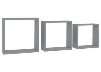 vidaXL Półki ścienne kostki, 3 szt., szare, MDF(SKU:323951)