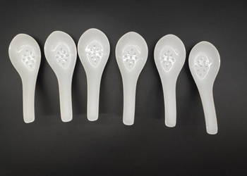 Chińskie porcelanowe łyżki, 6 szt., porcelana ryżowa