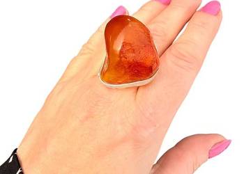 Unikat pierścionek bursztyn bałtycki srebro 925 rękodzieło