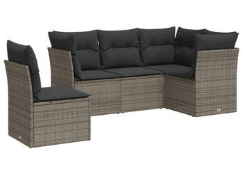 5-cz. zestaw wypoczynkowy do ogrodu poduszki szary rattan PE WM-3217640