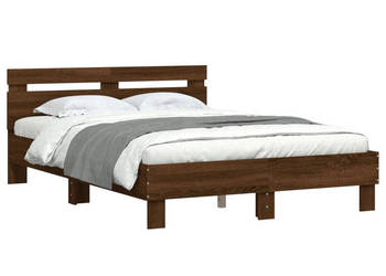 Rama łóżka z wezgłowiem i LED brązowy dąb 120x190 cm WM-3207580
