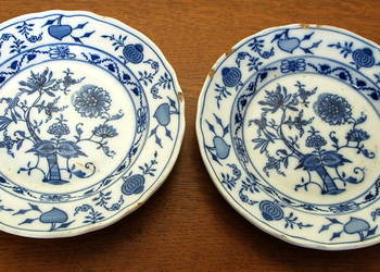 2 bardzo stare talerze wzorem cebulowym z Miśni średnica 24cm Meissen