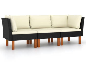 3-osobowa sofa ogrodowa z poduszkami polirattan czarna WM-3059729