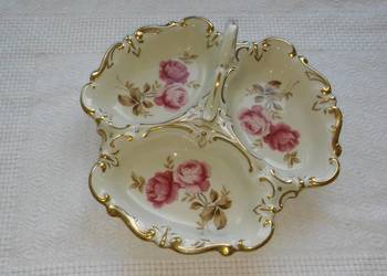 porcelanowa patera, kabaret, zdobiona w róże cudo, Ilmenau
