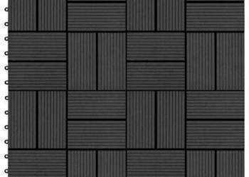 vidaXL Płytki tarasowe, 11 szt., WPC, 30 x 30 cm, 1 m², czarne（45031）
