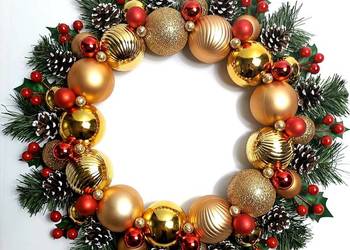 Świąteczny wianek bożonarodzeniowy 45 cm – złoto-czerwony