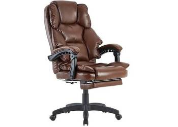 Fotel Obrotowy Biurowy z Podnóżkiem Mission 819 Ciemny Brązowy