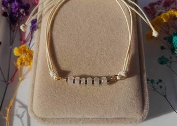 Bransoletka, na sznurku z naturalnego kamienia księżycowego, adular,