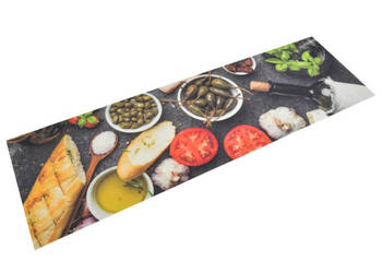 Dywanik kuchenny wzór w wino i przekąski 45x150 cm aksamit WM-136552