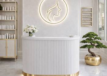 Biała złota recepcja glamour ryflowana z podświetleniem LED Premium 120x60…