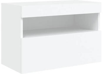 Ścienna szafka TV z LED biała 60x30x40 cm WM-837183