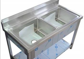 Zlew gastronomiczny dwukomorowy 100x60x85 z półką