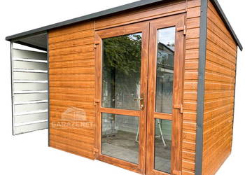 SCHOWEK DOMEK OGRODOWY 2,5m x 2m + WIATA 1,3M SPAD W TYŁ 2,5X42 GB334