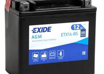 Akumulator motocyklowy12V 12Ah 200A EN EXIDE ETX14-BS YTX14-BS  L+