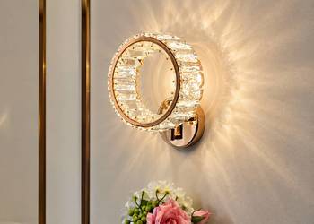Kinkiet ECLIPSE Kryształowy Okrągły Złoty Lampa Ścienna Glamour LED