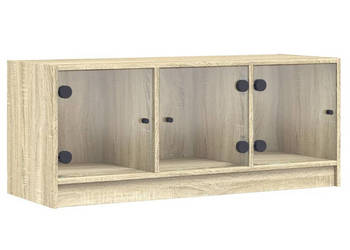 Szafka TV ze szklanymi drzwiami dąb sonoma 102x37x42 cm WM-836408