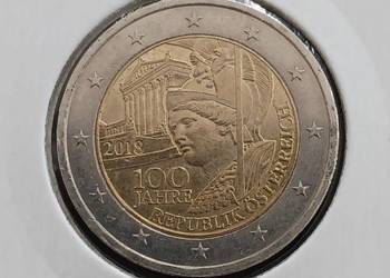 2 Euro Austria 2018 r.-100 rocznica Republiki Austrii