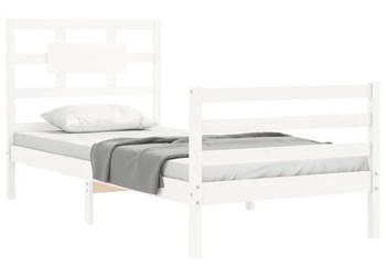 Rama łóżka z wezgłowiem biała lite drewno 90x200 cm WM-3194427