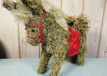 Słomiany konik ozdoba zabawka Vintage handmade