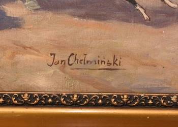 Jan Chełmiński - Arystokracja Na Konach - Stary Obraz Olejny na Płótnie