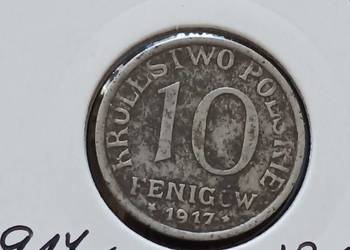 10 Fenigów Królestwo Polskie 1917 r. - Napis dotyka rantu - nr. 1
