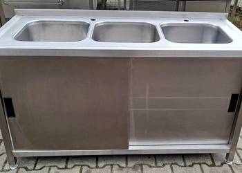 Zlew 3 Komorowy z Szafką - Drzwi Suwane - 150/60/85 cm - M.1207 N