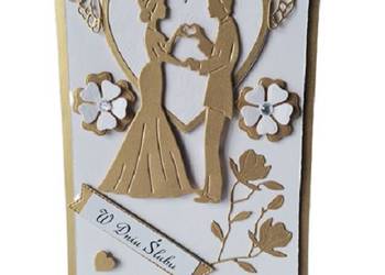 Kartki Pamiątka Ślub Para Młoda W Sercu B6 Złoto – Biel