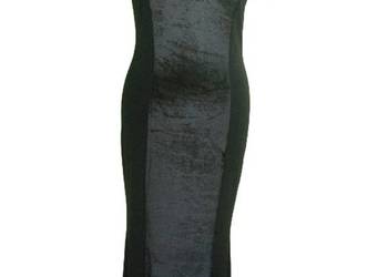 Sukienka - czarna - maxi - 38 M - biust 96 + cm welur