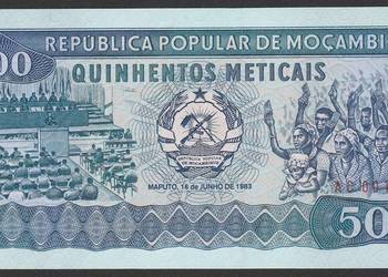 MOZAMBIK 500 METICAIS 1983 - STAN BANKOWY UNC