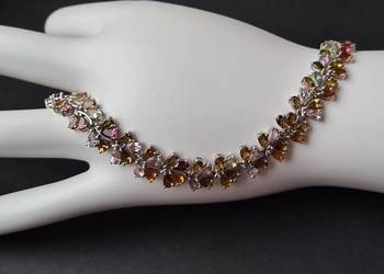 Srebrna bransoletka z kolorowymi turmalinami