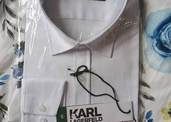 Koszula męska Karl Lagerfeld - bawełniana, biała rozmiar XL