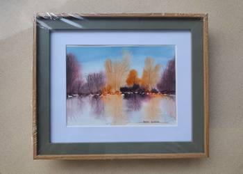 Akwarela Akwarelka Obraz pt. Uroczysko. Oprawiona.