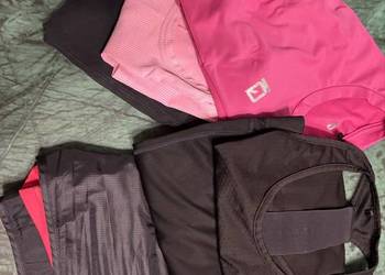 Ubrania sportowe damskie XS/S czarne różowe spodenki koszulki mix zestawy