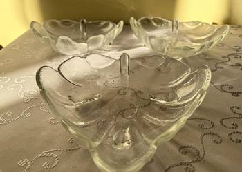 Salaterki 3 szt Liść Grube Szkło 300 ml Miseczki Vintage Retro Półmiski