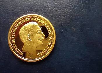 Stare monety 20 mark Niemcy numizmat pozłacany