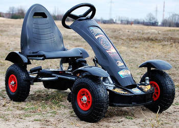 BAWIBUS.PL pojazd WIELKI GOKART NA PEDAŁY pompowane koła auto autko czarny