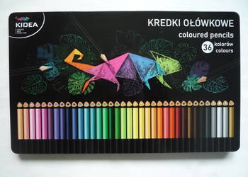 NOWE Kidea kredki trójkątne w metalowym pudełku, 36 kolorów