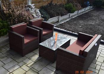 Zestaw kawowy technorattan brąz sofa 2osobx2szt fotel la