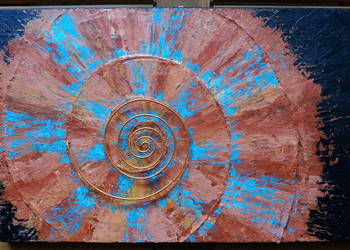 Obraz akryl „Turkusowa spirala” 33x21 cm, miedziana spirala