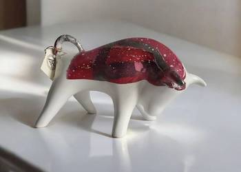 Byk Figurka Byczek ceramiczny, ręcznie malowany