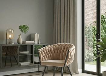 Beżowe  Krzesło Tapicerowane Rosa, Wysyłka 24H, Dostawa 0zł!