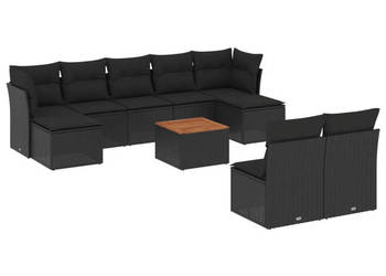 10-cz. zestaw wypoczynkowy do ogrodu poduszki czarny rattan PE WM-3256188