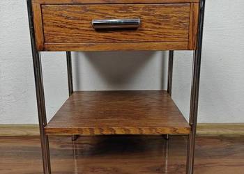 Szafka nocna stolik Chrom Dąb Ciemny Brąz Art Deco Bauhaus fornirowana
