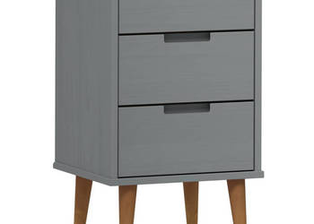 Szafka nocna MOLDE szara 40x35x65 cm lite drewno sosnowe WM-350500