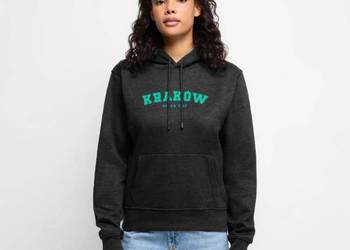 Ekologiczna damska bluza z kapturem Premium KRAKÓW Since 1257 Zielony kolor