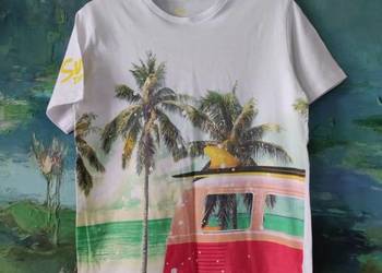 hawajska surf koszulka z krótkim rękawem top t-shirt  palmy ocean plaża