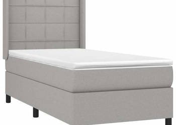 Łóżko kontynentalne z materacem jasnoszare tkanina 90x190cm WM-3138277