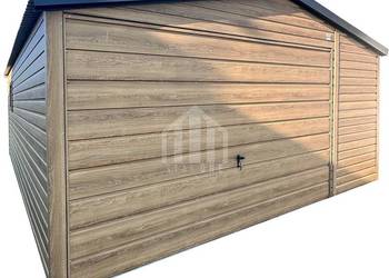 Garaż blaszany 4,5x5m - brama uchylna - drzwi - drewnopodobny - rynny SO115